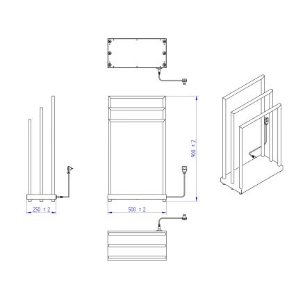 Instal Projekt - Uscător electric MOBE 105 W 90 x 50 cm negru
