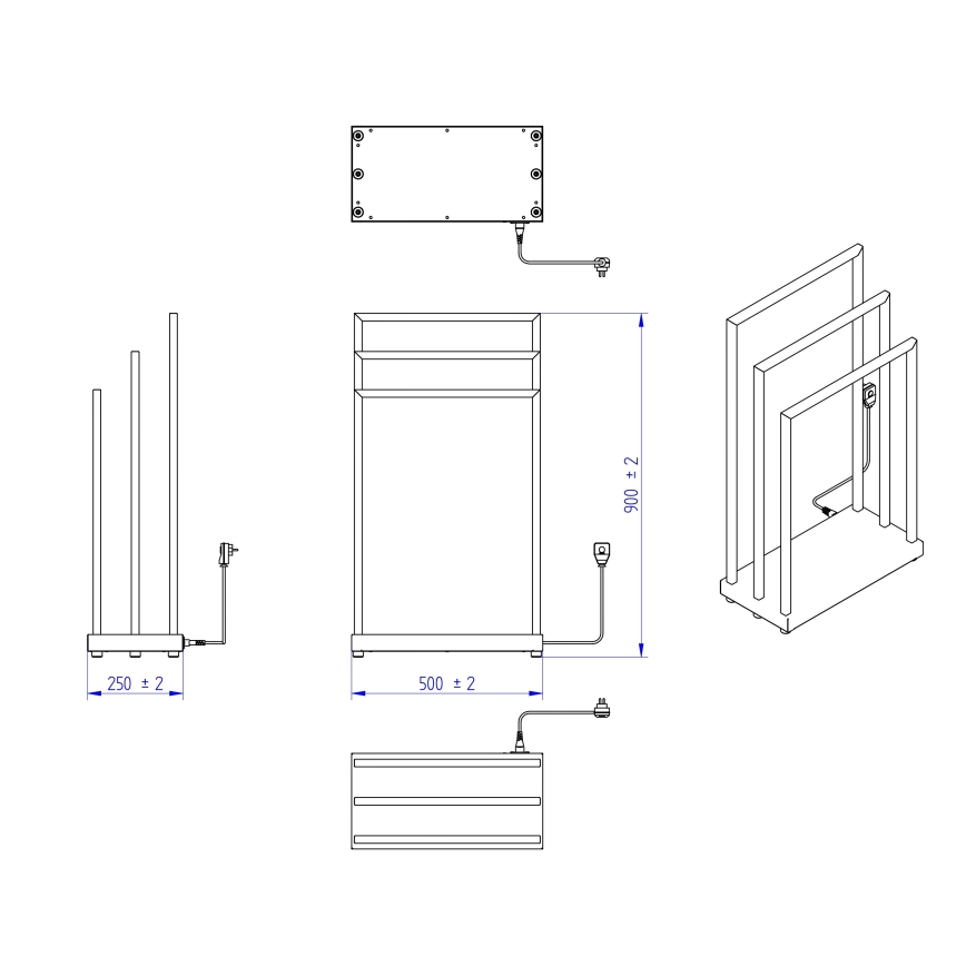 Instal Projekt - Uscător electric MOBE 105 W 90 x 50 cm negru