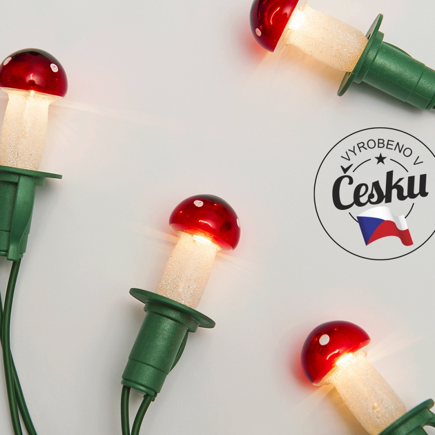 Instalație de Crăciun TOADSTOOL 12xE10/10,7m roșie. Fabricată în Europa