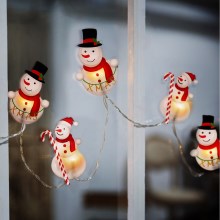 Instalație LED de Crăciun cu ventuze 6xLED/2xAA 1,2m alb cald om de zăpadă