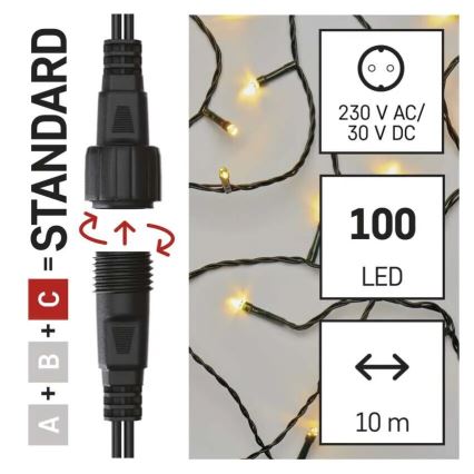 Instalație LED de Crăciun de exterior 100xLED/10m IP44 alb cald