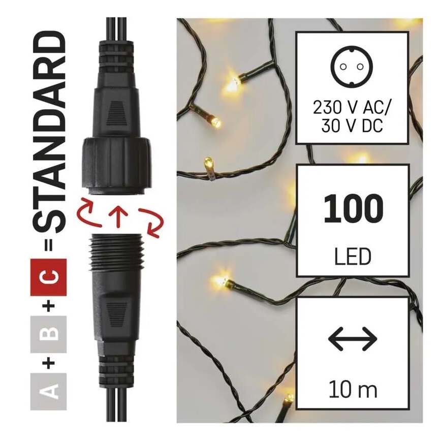 Instalație LED de Crăciun de exterior 100xLED/10m IP44 alb cald