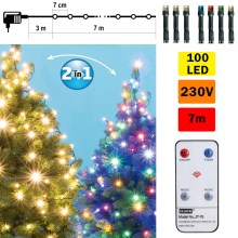 Instalație LED de Crăciun de exterior 100xLED 10m IP44 alb cald/multicolor + telecomandă