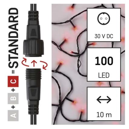 Instalație LED de Crăciun de exterior 100xLED/10m IP44 roșu