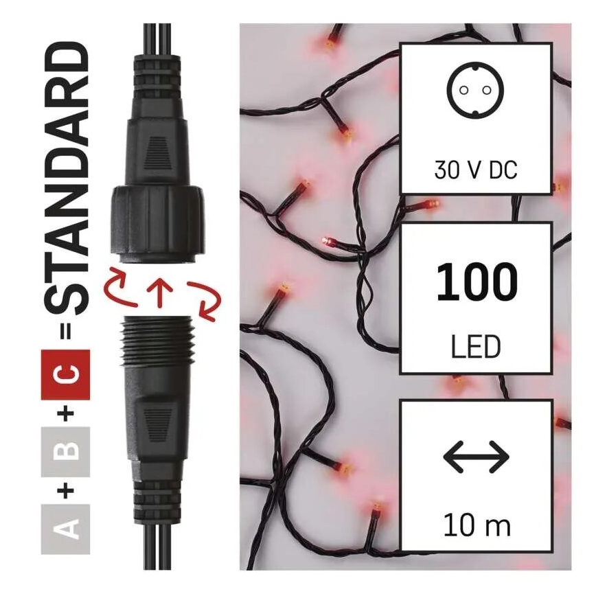 Instalație LED de Crăciun de exterior 100xLED/10m IP44 roșu