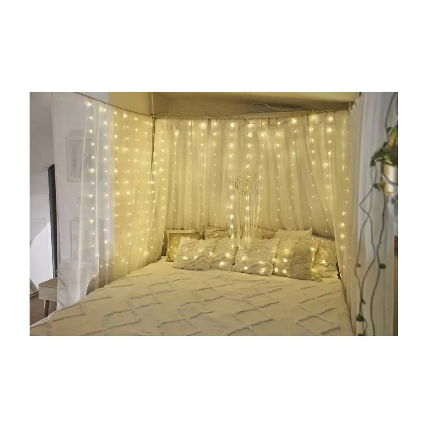 Instalație LED de Crăciun de exterior 180xLED/8 funcții 6,7 m IP44 alb cald
