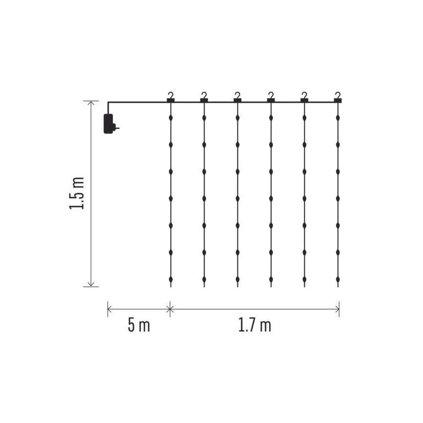 Instalație LED de Crăciun de exterior 180xLED/8 funcții 6,7 m IP44 alb cald
