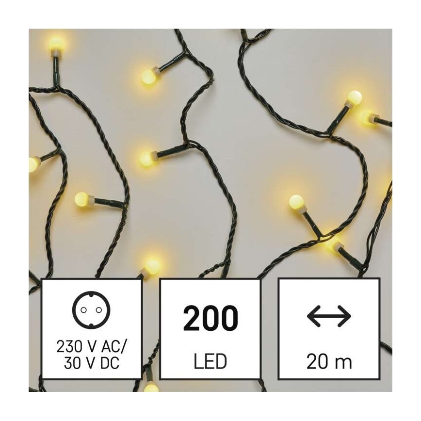 Instalație LED de Crăciun de exterior 200xLED/25m IP44 alb cald