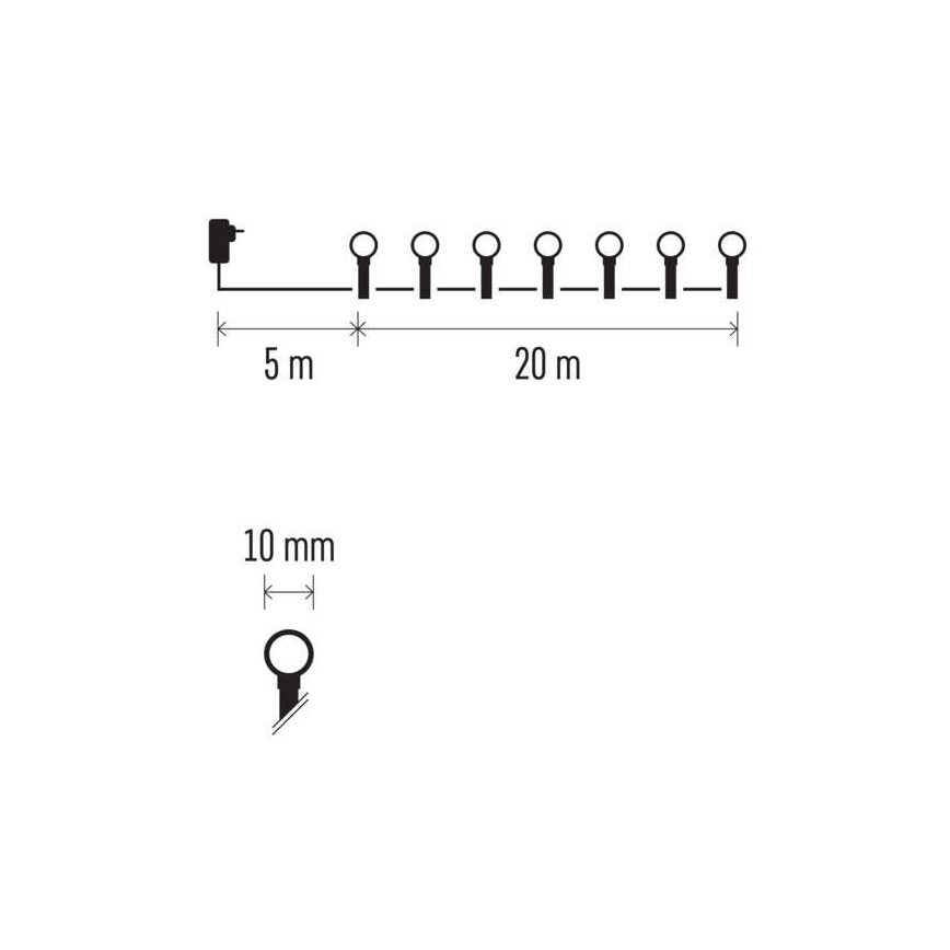 Instalație LED de Crăciun de exterior 200xLED/25m IP44 alb cald
