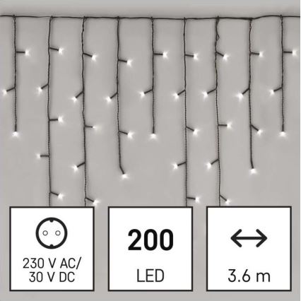 Instalație LED de Crăciun de exterior 200xLED/8 moduri 8,6m IP44 alb rece