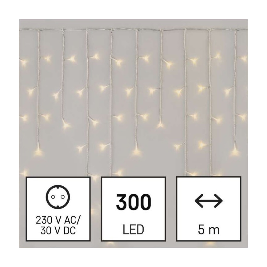 Instalație LED de Crăciun de exterior 300xLED/8 moduri 10m IP44 alb cald + multicolor