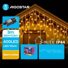 Instalație LED de Crăciun de exterior 400xLED/8 funcții 23x0,6m IP44 alb cald Aigostar
