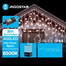 Instalație LED de Crăciun de exterior 400xLED/8 funcții 23x0,6m IP44 alb rece Aigostar