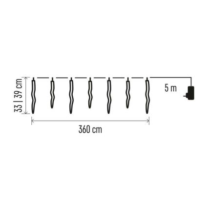 Instalație LED de Crăciun de exterior 60xLED/8,6m IP44