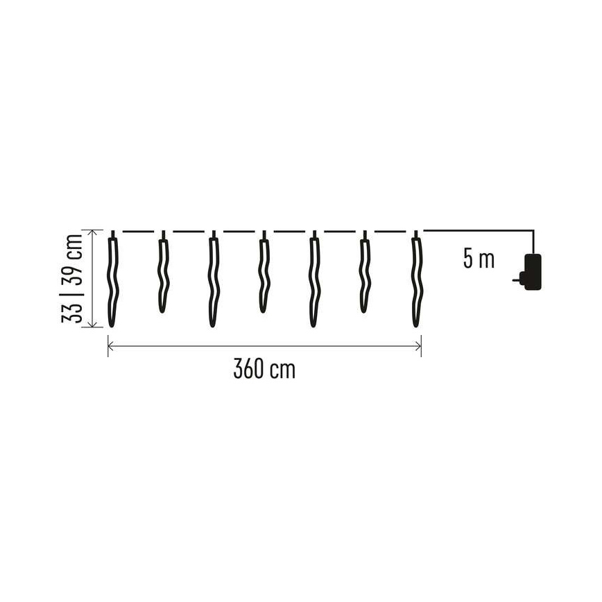 Instalație LED de Crăciun de exterior 60xLED/8,6m IP44