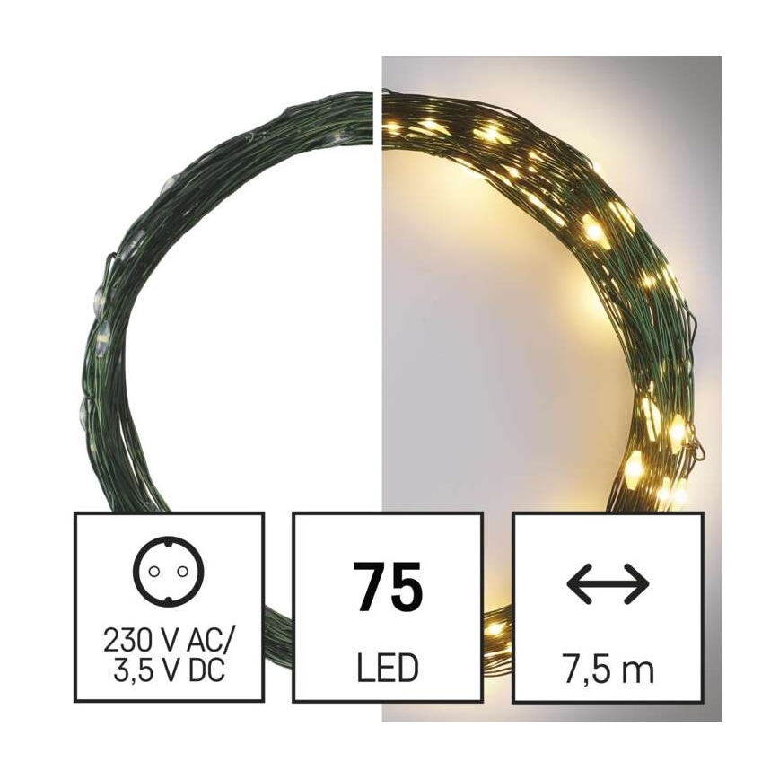 Instalație LED de Crăciun de exterior 75xLED/12,5m IP44 alb cald