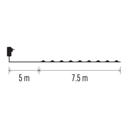 Instalație LED de Crăciun de exterior 75xLED/12,5m IP44 alb cald
