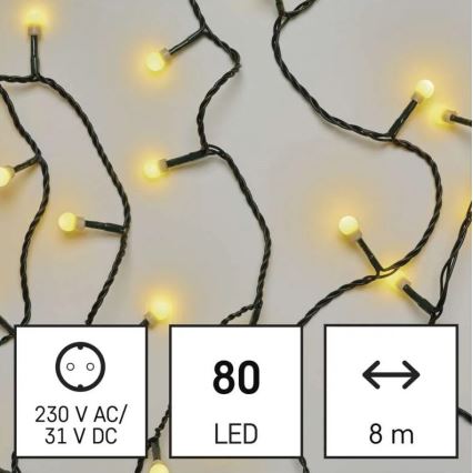 Instalație LED de Crăciun de exterior 80xLED/13m IP44 alb cald