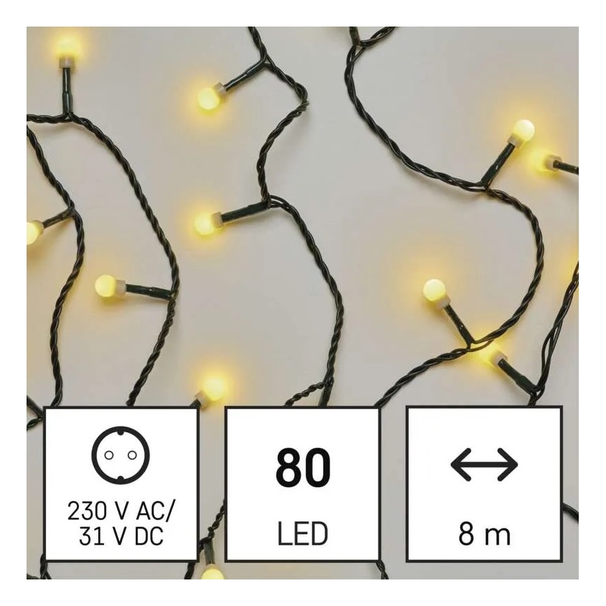 Instalație LED de Crăciun de exterior 80xLED/13m IP44 alb cald
