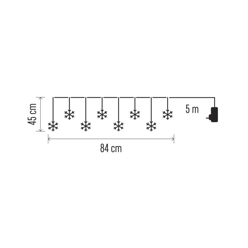 Instalație LED de Crăciun de exterior 8xLED/5,84m IP44 fulgi de zăpadă