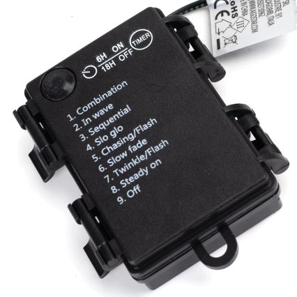 Instalație LED de Crăciun de exterior Aigostar 100xLED/8 funcții 3xAA 10,3m IP44 alb cald