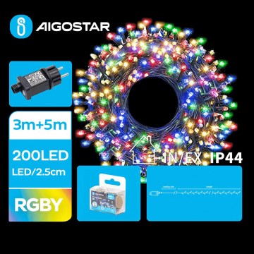 Instalație LED de Crăciun de exterior Aigostar 200xLED/8 funcții 8m IP44 multicolor