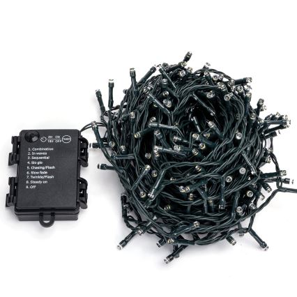 Instalație LED de Crăciun de exterior Aigostar 300xLED/8 funcții 3xAA 15,3m IP44 alb rece