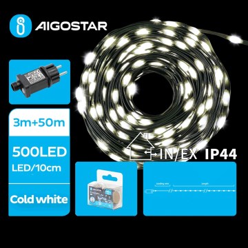 Instalație LED de Crăciun de exterior Aigostar 500xLED/8 funcții 53m IP44 alb rece