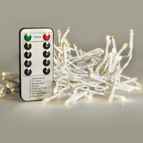 Instalație LED de Crăciun de exterior Brilagi 120xLED/8 funcții/3xAA 9,5m IP44 alb cald + telecomandă