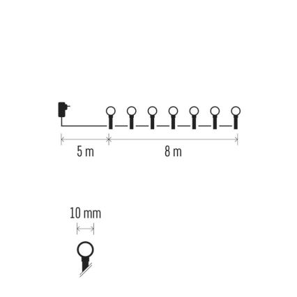 Instalație LED pentru exterior 80xLED/8 funcții 13m multicolor IP44