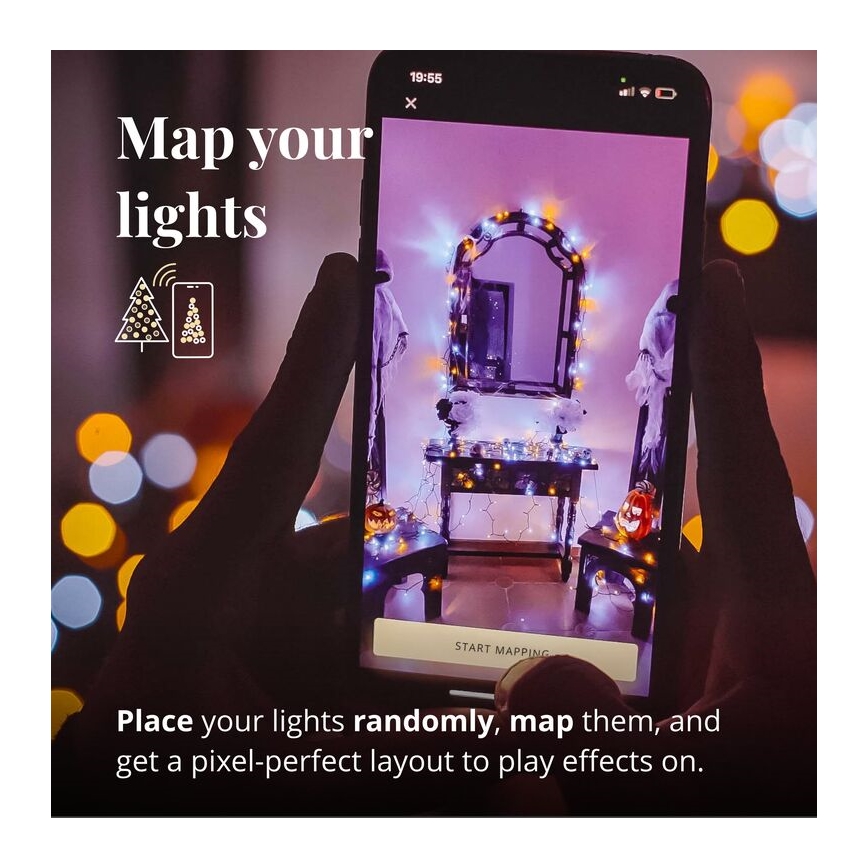 Instalație LED RGB de Crăciun de exterior 250xLED 20 m IP44 Wi-Fi Twinkly TWS250GOP-BEU