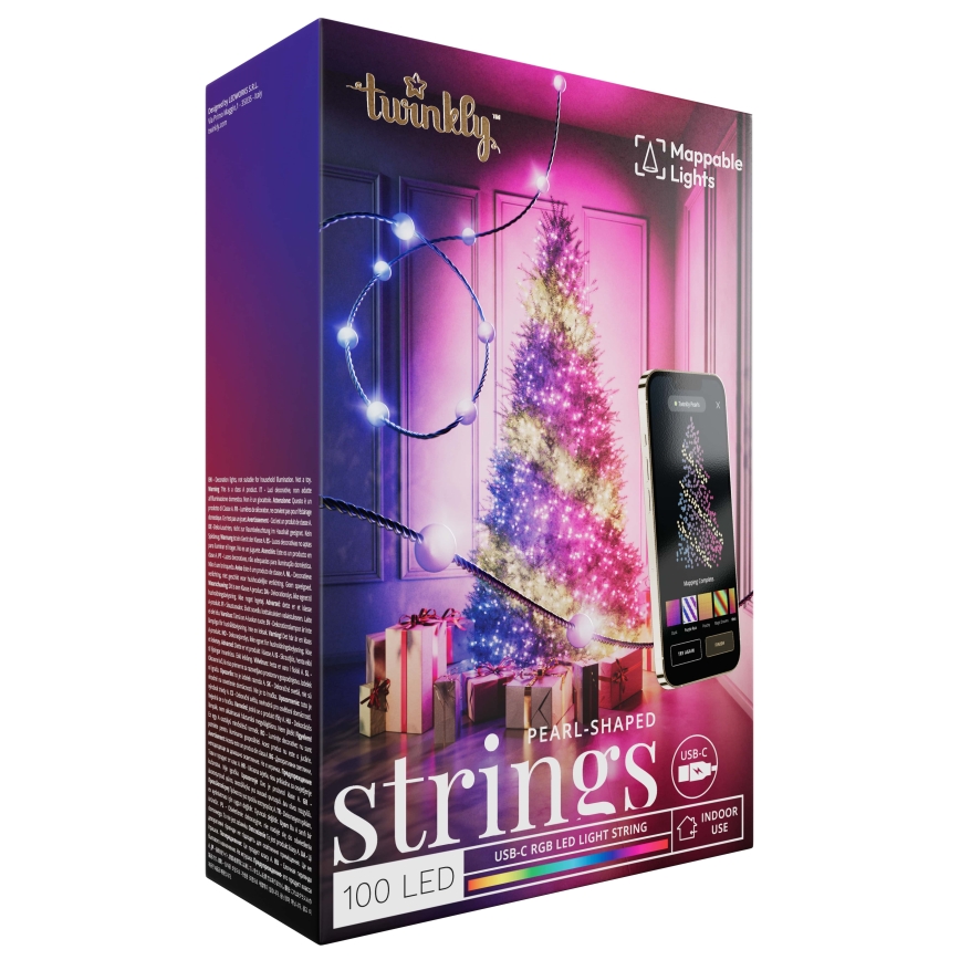 Instalație LED RGB dimabilă de Crăciun Twinkly CANDIES 100xLED 8 m USB Wi-Fi