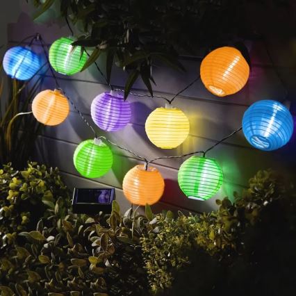 Instalație LED solară 10xLED/1,2V 3,7m 300mAh IP44 multicolor