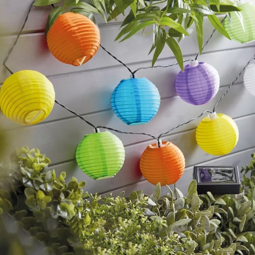 Instalație LED solară 10xLED/1,2V 3,7m 300mAh IP44 multicolor