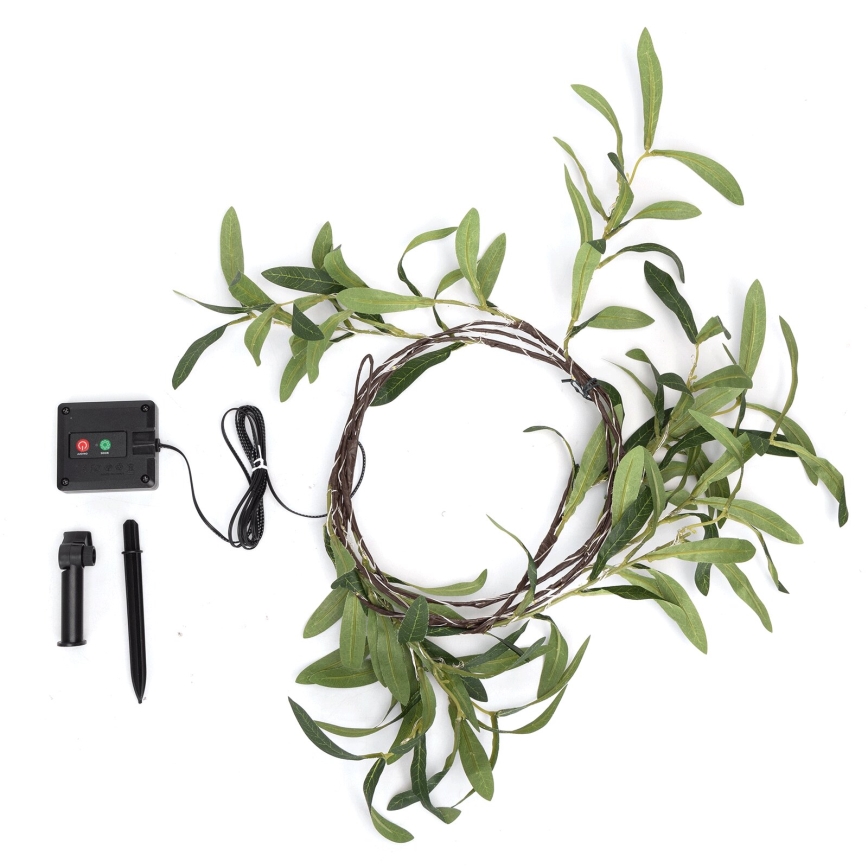 Instalație LED solară Aigostar 60xLED/4m IP65 300 mAh alb cald măslin