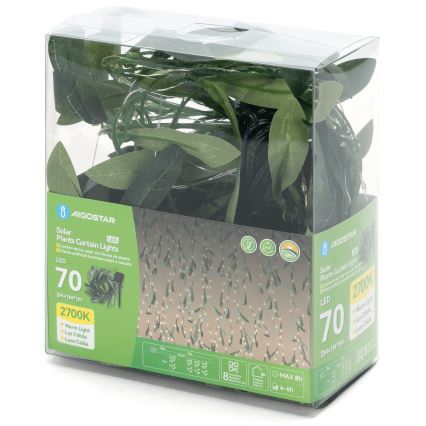 Instalație LED solară Aigostar 70xLED/4x1m IP65 300 mAh alb cald măslin