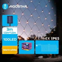 Instalație LED solară de Crăciun 100xLED/8 funcții 4,5x1,5m IP65 alb cald Aigostar