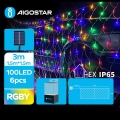 Instalație LED solară de Crăciun 100xLED/8 funcții 4,5x1,5m IP65 multicolor Aigostar