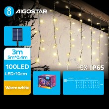 Instalație LED solară de Crăciun 100xLED/8 funcții 8x0,4m IP65 alb cald Aigostar