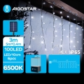 Instalație LED solară de Crăciun 100xLED/8 funcții 8x0,4m IP65 alb rece Aigostar