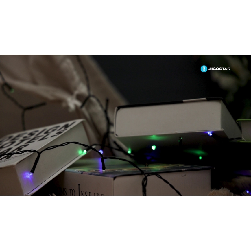 Instalație LED solară de Crăciun Aigostar 100xLED/8 funcții 12m IP65 multicolor