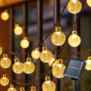 Instalație LED solară decorativă Brilagi BUBBLE 300xLED/8 funcții 30m IP65 alb cald 1200 mAh