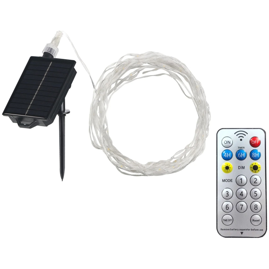 Instalație LED solară decorativă LED/3,7V 1800 mAh 10 m IP44 + telecomandă