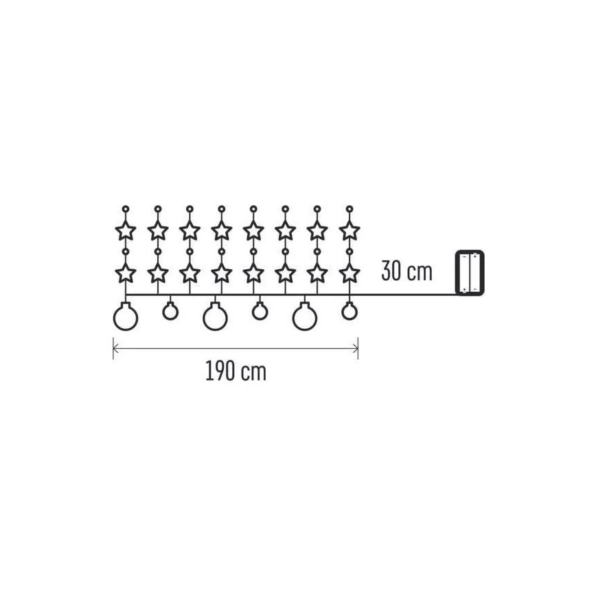 Instalație luminoasă LED de Crăciun 20xLED/2xAA 2,2 m alb cald