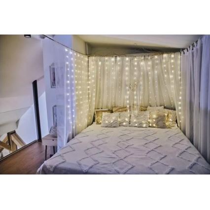 Instalație luminoasă LED de Crăciun pentru exterior, 240 LED/8 funcții, 6,7 m, IP44, alb cald