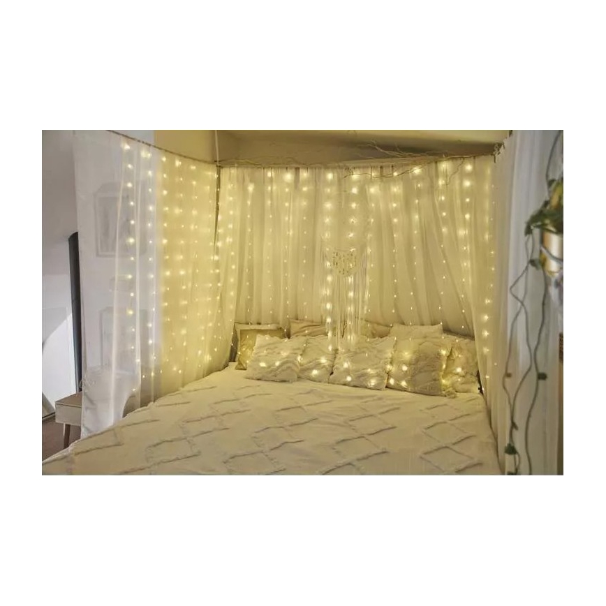 Instalație luminoasă LED de Crăciun pentru exterior, 240 LED/8 funcții, 6,7 m, IP44, alb cald