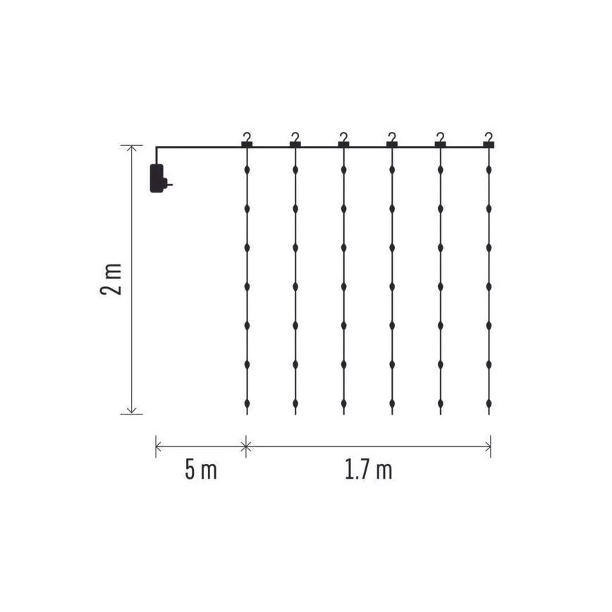 Instalație luminoasă LED de Crăciun pentru exterior, 240 LED/8 funcții, 6,7 m, IP44, alb cald