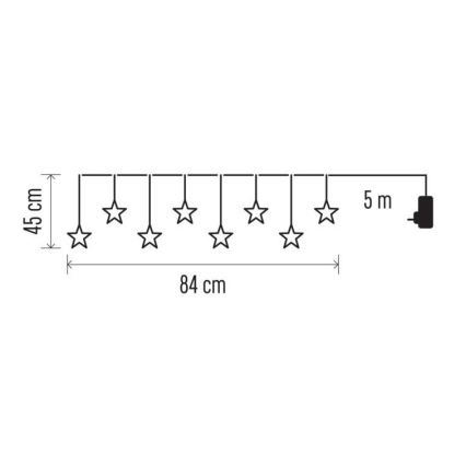 Instalație luminoasă LED de Crăciun pentru exterior 8xLED/5,84m IP44 stele
