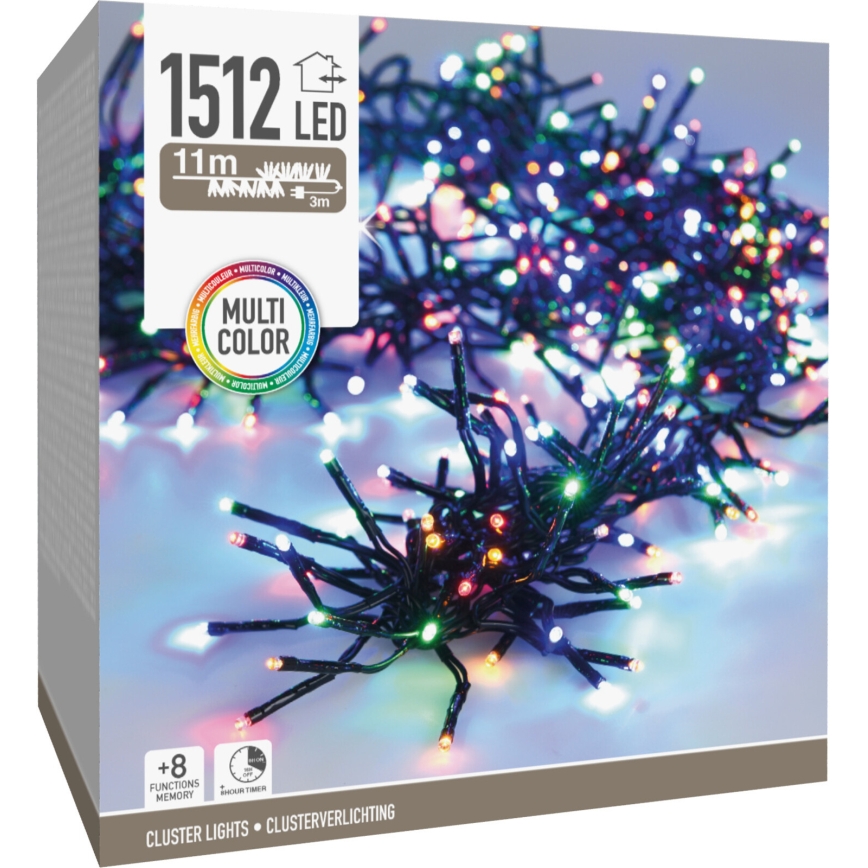 Instalație luminoasă LED de exterior pentru Crăciun 1512xLED/230V/8 funcții 14 m IP44 multicolor