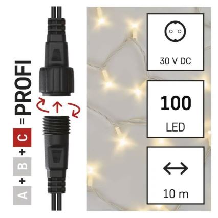 Instalație luminoasă LED pentru exterior 100xLED/10m IP44 alb cald